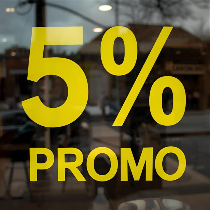 Lettrage adhésif vitrine promotion